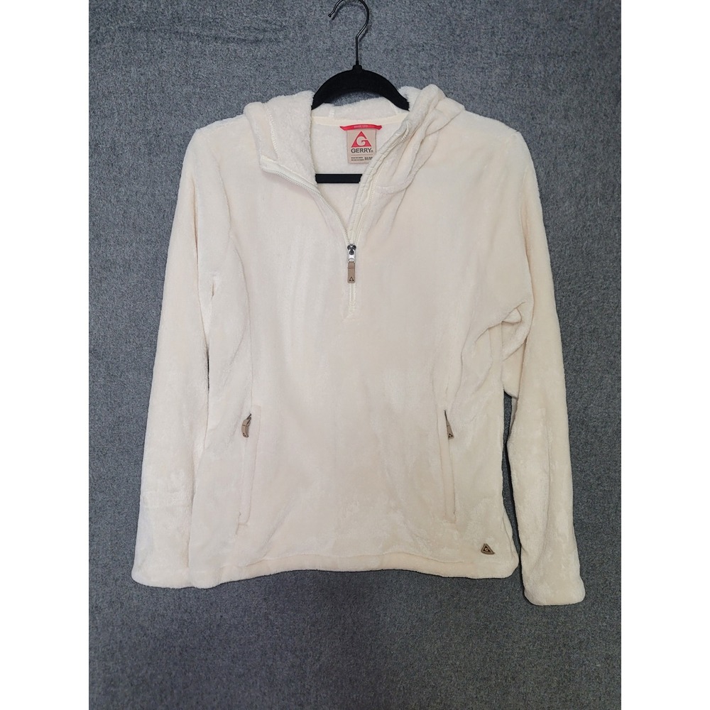 Gerry Womens Cream Plush Fleece‎ Half Zip Hoodie Size M/M Cozy Warm
